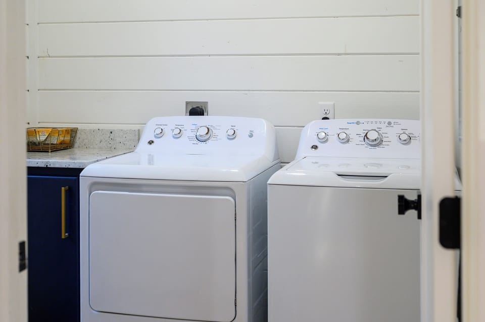 Full-size washer and dryer make longer stays and family vacations easy and convenient.