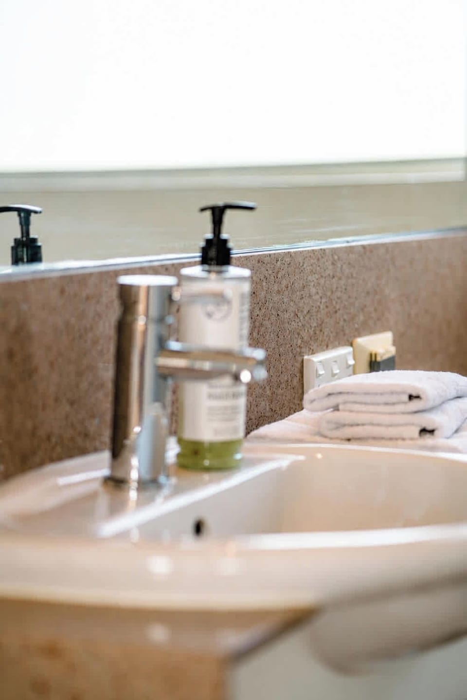 Bathroom vanity with guest amenities