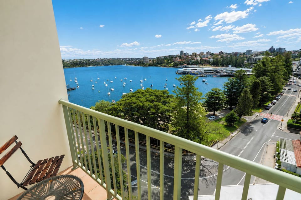 Private bedroom balcony overlooking Manly Harbour
