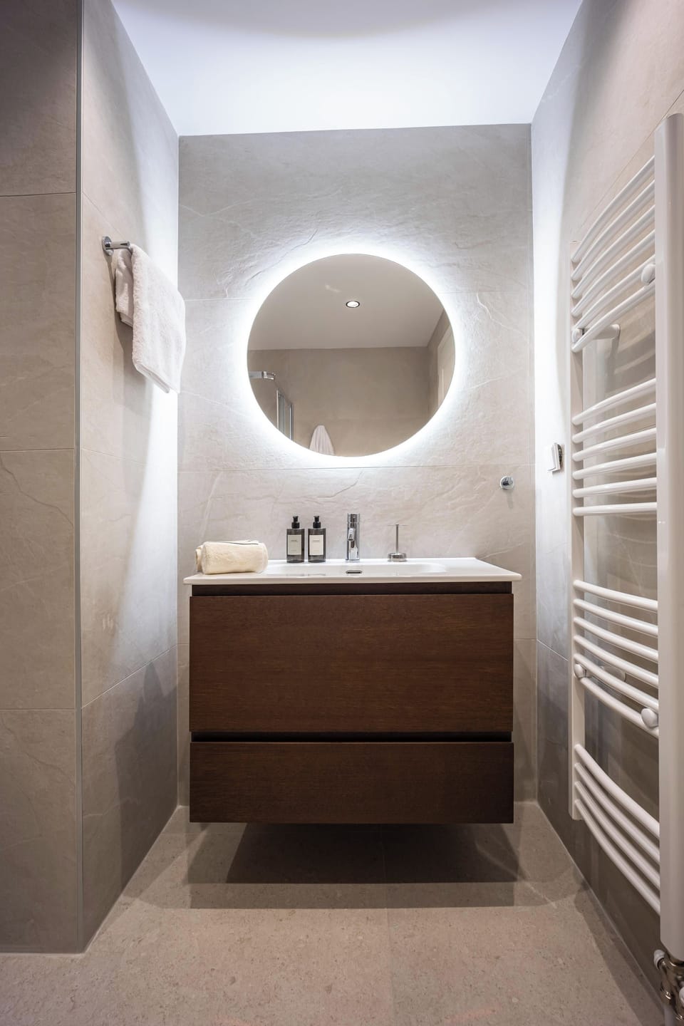 Bright bathroom with modern vanity