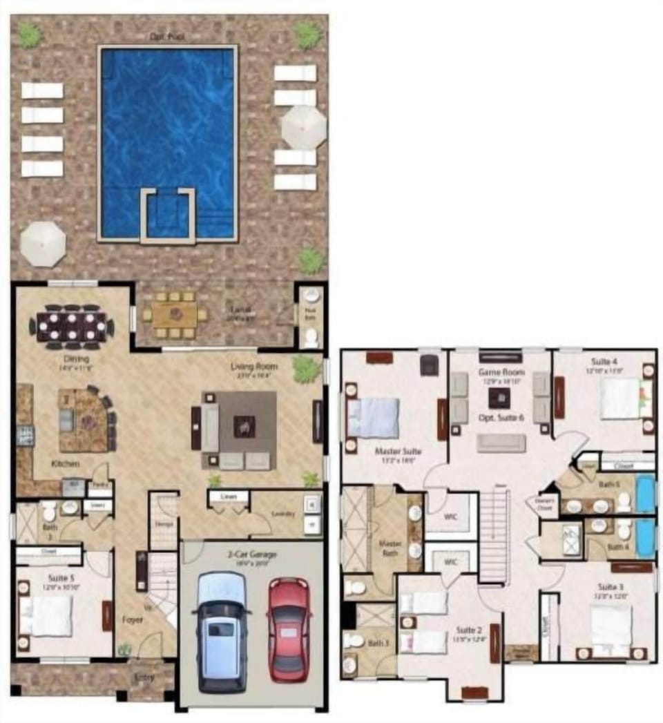 House, Multiple Beds, Pool View (EC289 - The Sunset Vista - MAN) | Floor plan