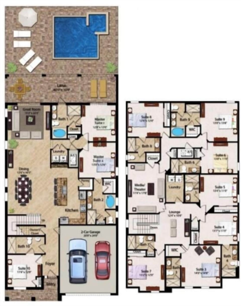 Villa, Multiple Beds, Pool View (EC164 - The Roomy Retreat - FRM2) | Floor plan
