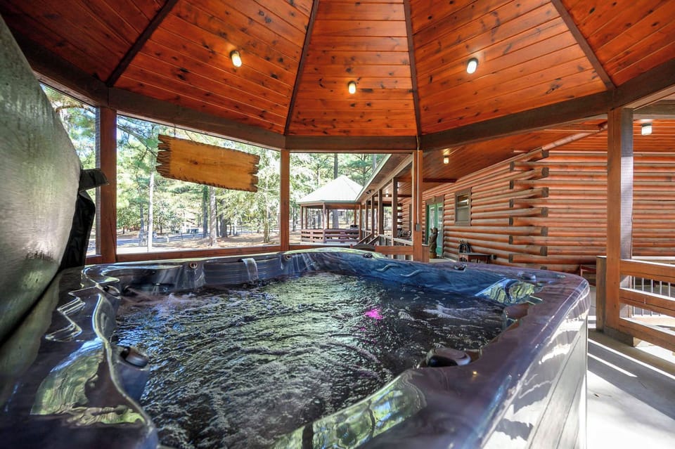 Bask in bubbling bliss in the private hot tub​