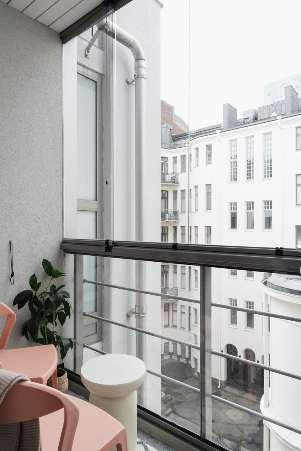 Private balcony facing the quiet courtyard