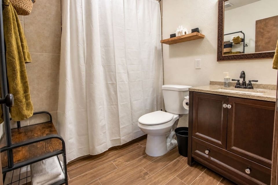 Hallway bathroom with walk-in shower