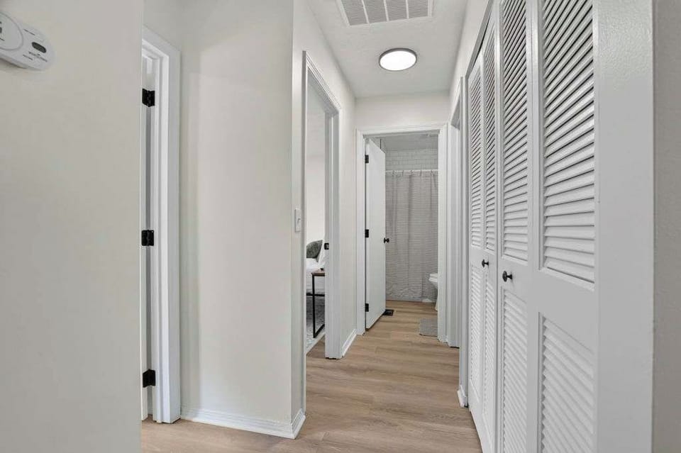 Hallway with closet storage