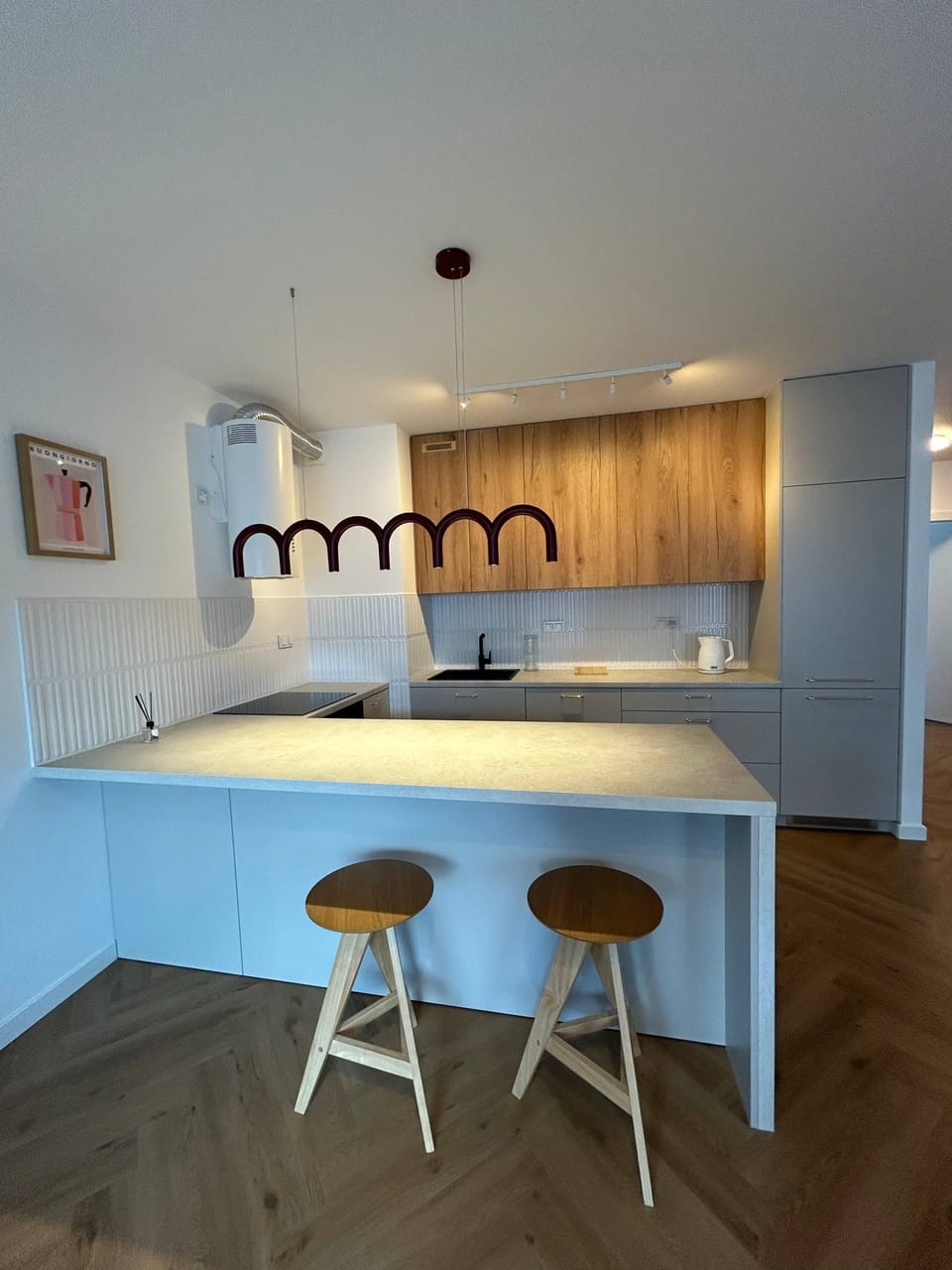 Family Apartment, Balcony, Courtyard View | Private kitchen | Coffee/tea maker, electric kettle, cleaning supplies, paper towels