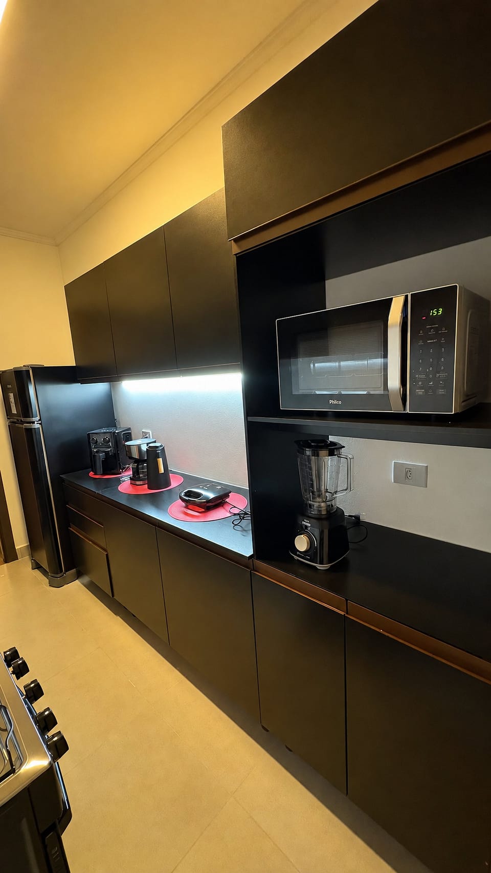 Apartment | Private kitchen | Full-size fridge, microwave, oven, stovetop