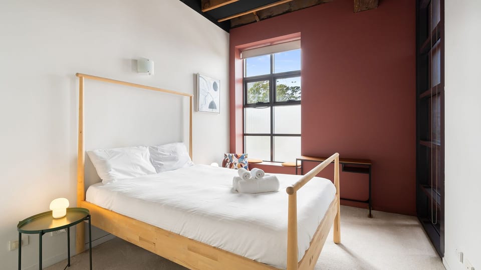 A warm and inviting bedroom perfect for relaxing.