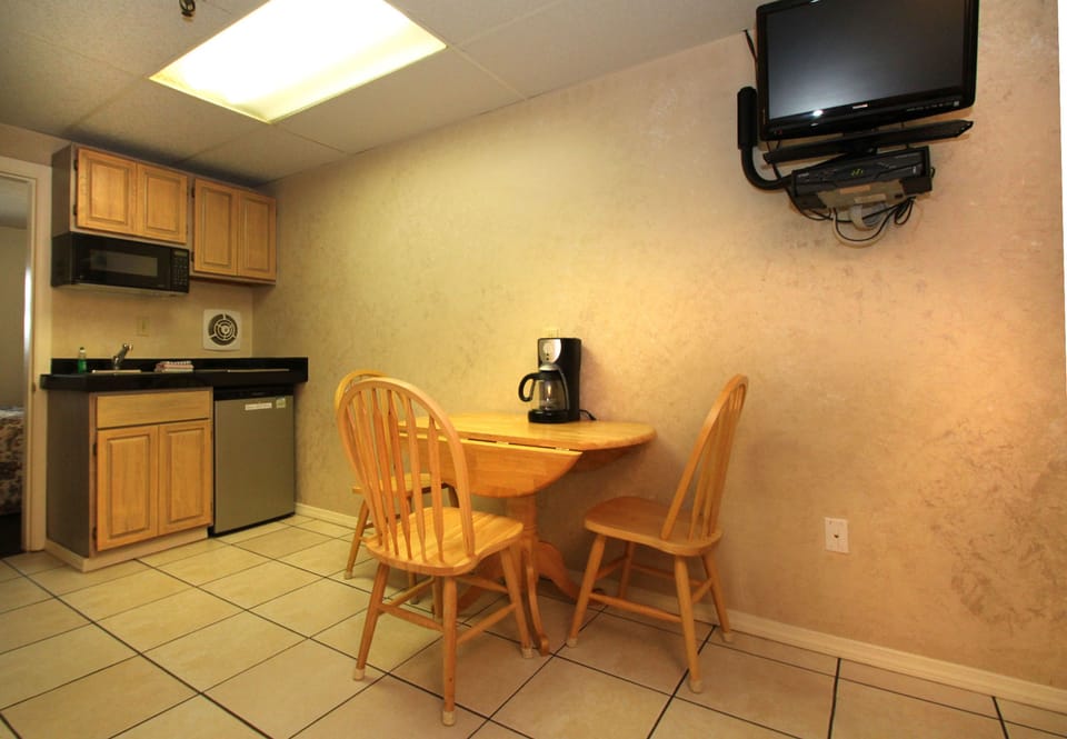 Fridge, microwave, coffee/tea maker
