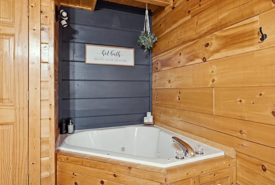 Relax in the private indoor jetted tub after a day at Dollywood or hiking in the Great Smoky Mountains.