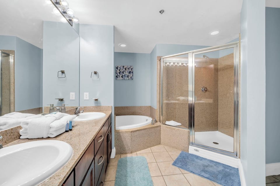 Large, beautiful master bathroom