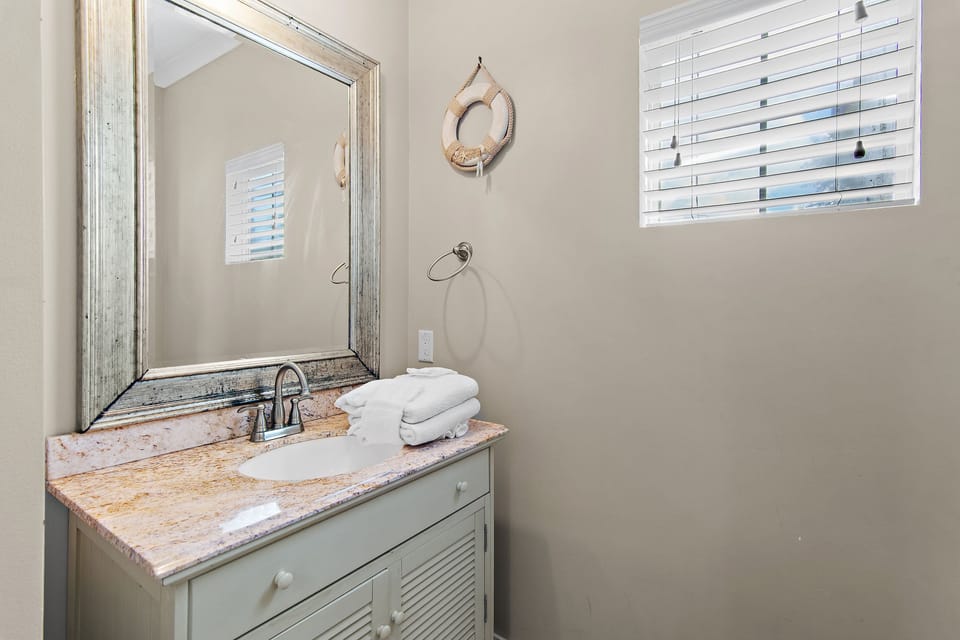 Fresh towels and vanity space