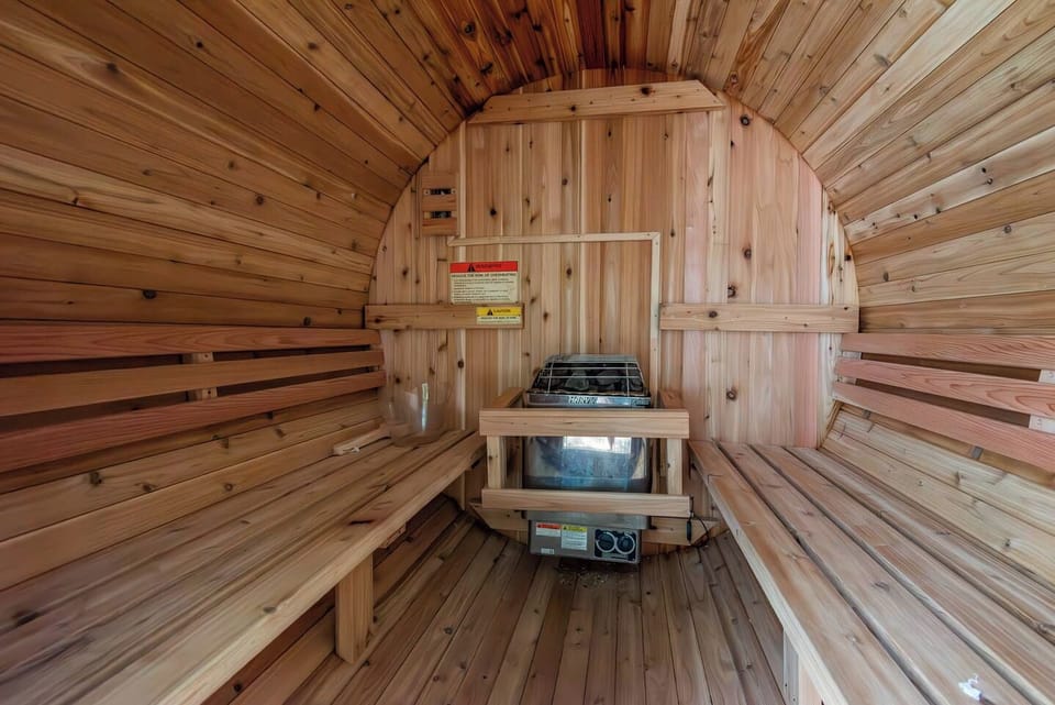 Private cedar sauna with rustic charm for the ultimate relaxing retreat