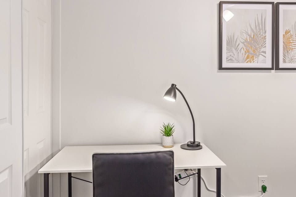 Dedicated desk workspace in bedroom