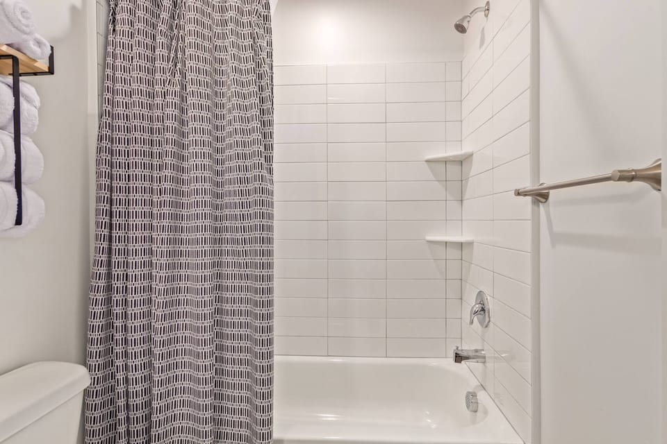 Tiled shower and bathtub