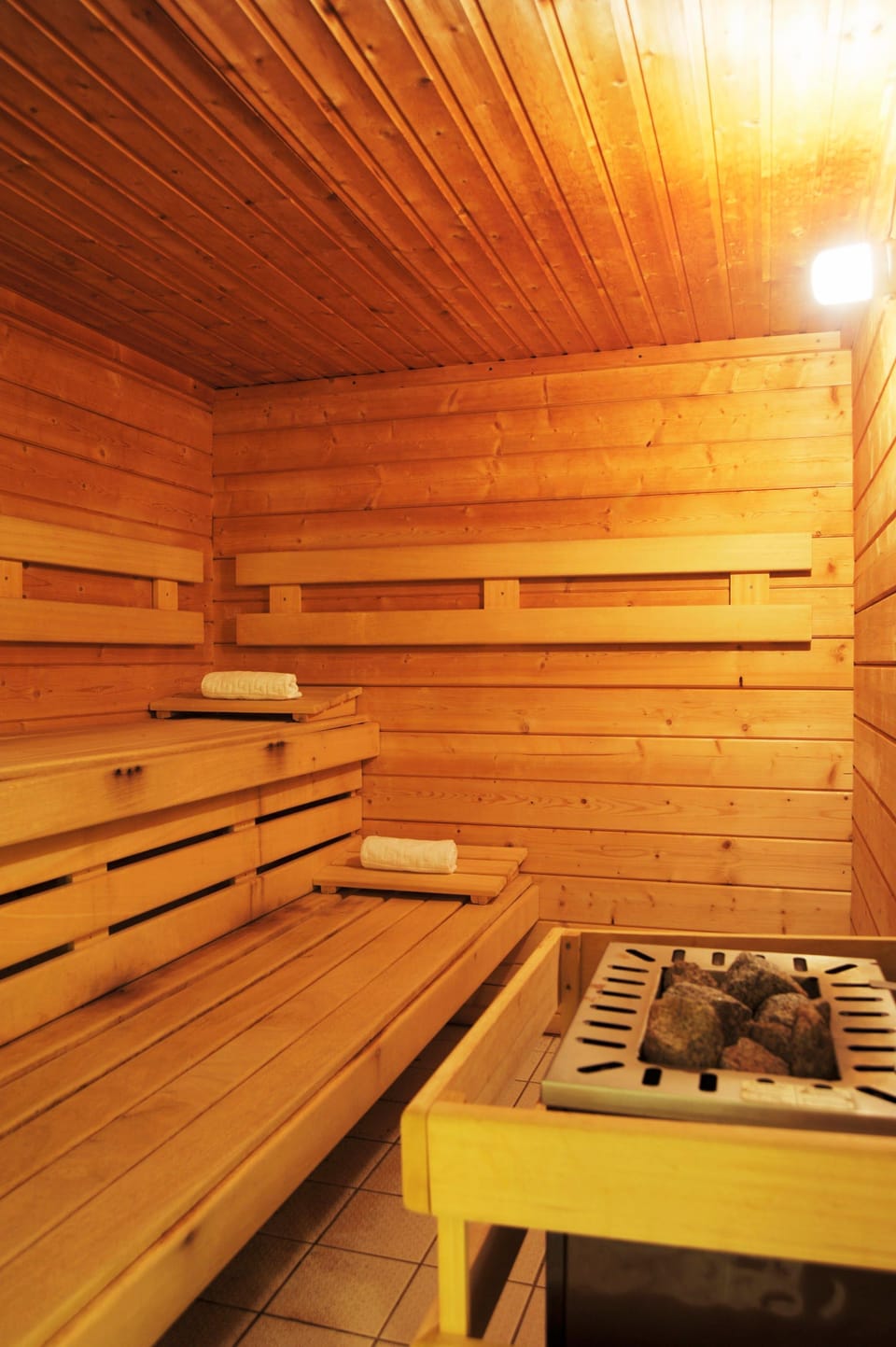 The sauna waits at the end of the day, once the last chairlift has stopped turning.