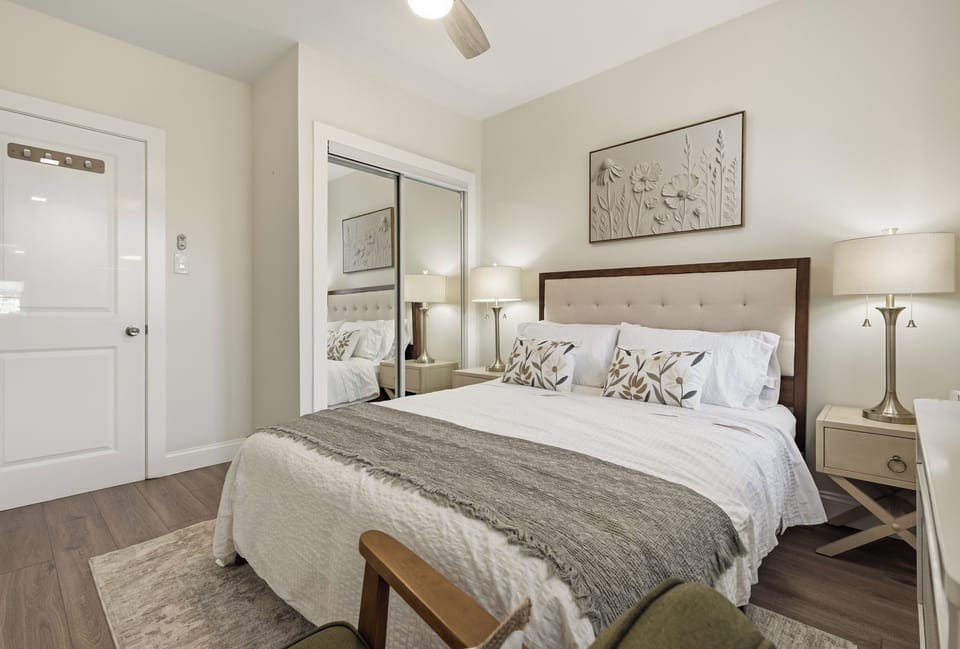 Master Bedroom with the mirror door closet.