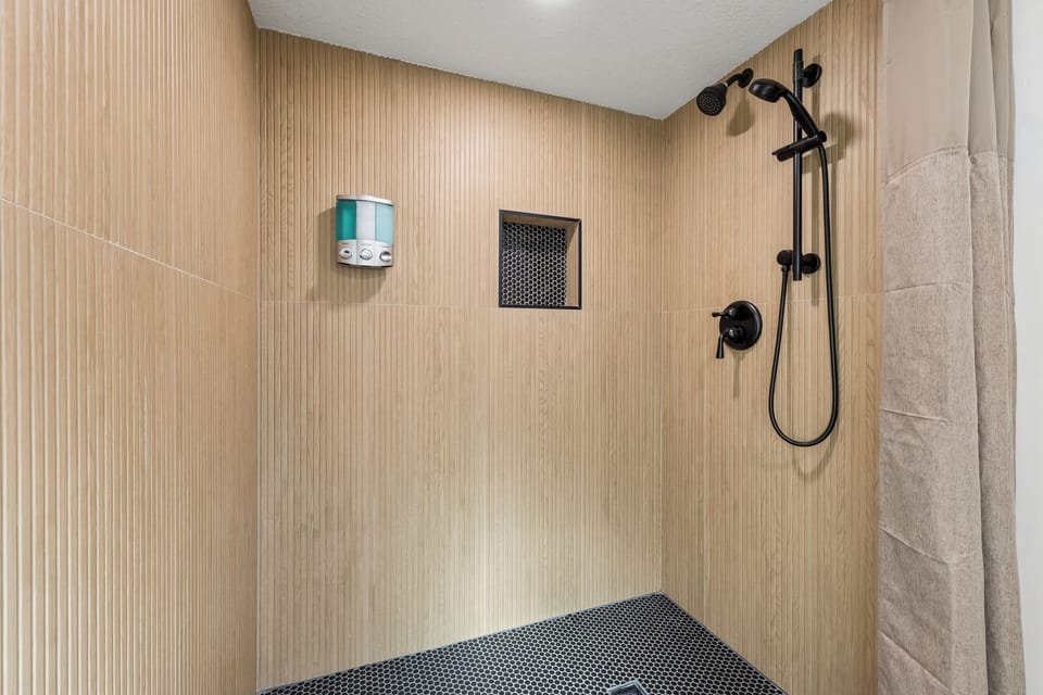 Primary bathroom shower in all its elegance and function!