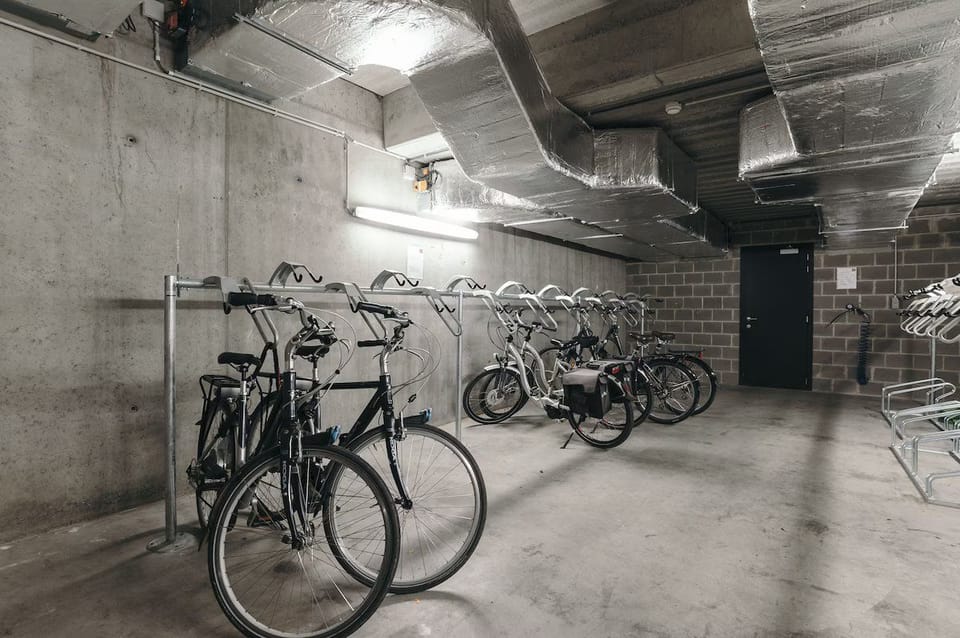 Arrive and store bikes securely before heading out exploring