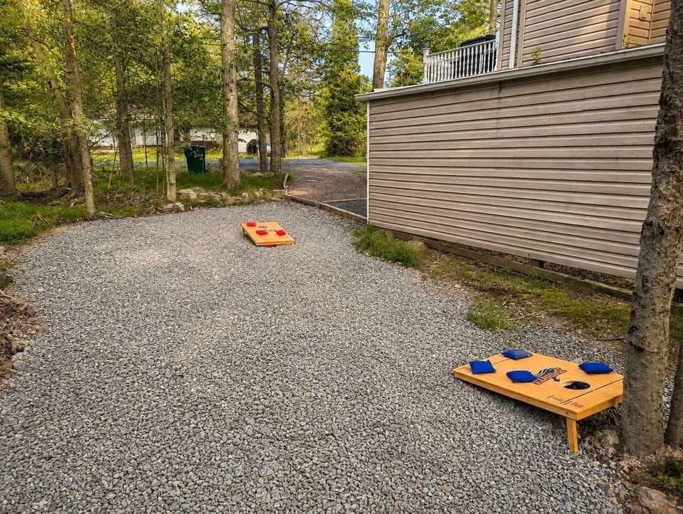 Bag Toss! Kept inside the game room till its time to set up for outdoor fun!