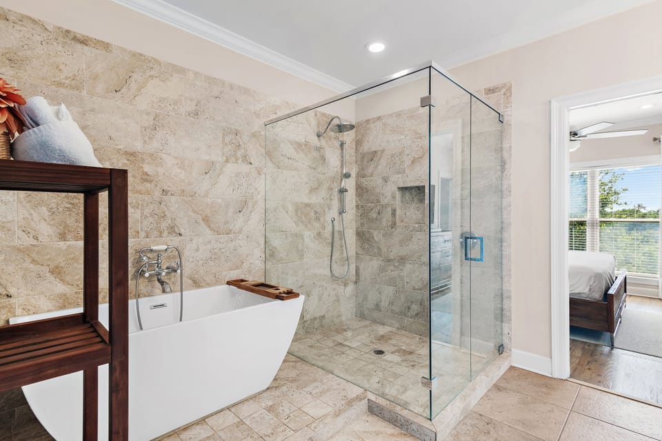Soaking tub and walk-in shower