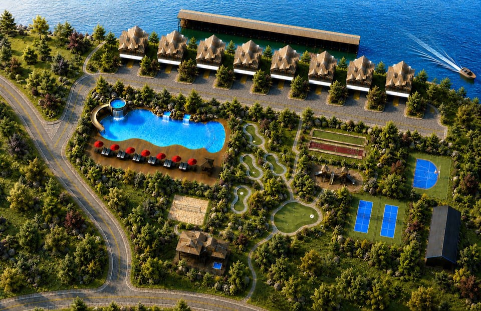 Aerial view of the resort
