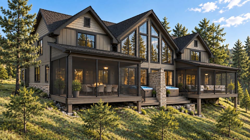 Lakeside view of the lodge
