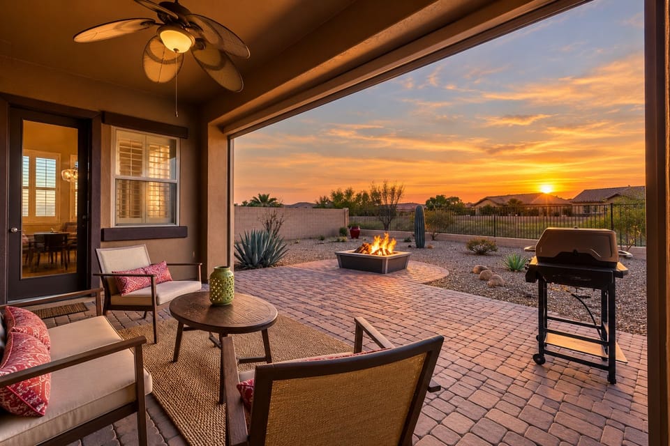 Sunset Patio with Fire Pit and Grill