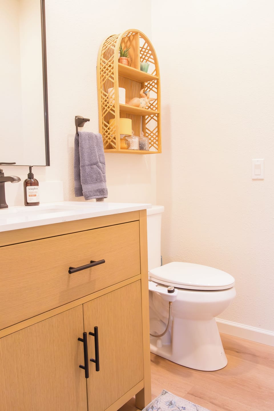 1/2 bath on main floor located across from single bedroom.