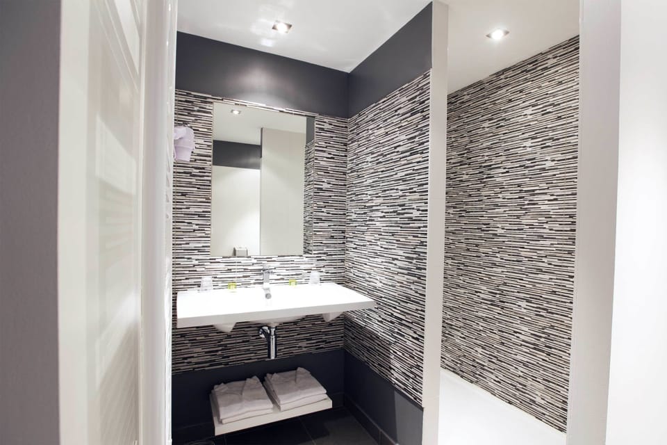 Shower, rainfall showerhead, hair dryer, bathrobes