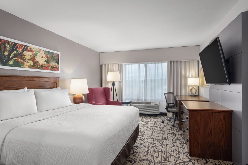 Suite, 1 Bedroom, Accessible, Jetted Tub | Desk, laptop workspace, blackout drapes, iron/ironing board