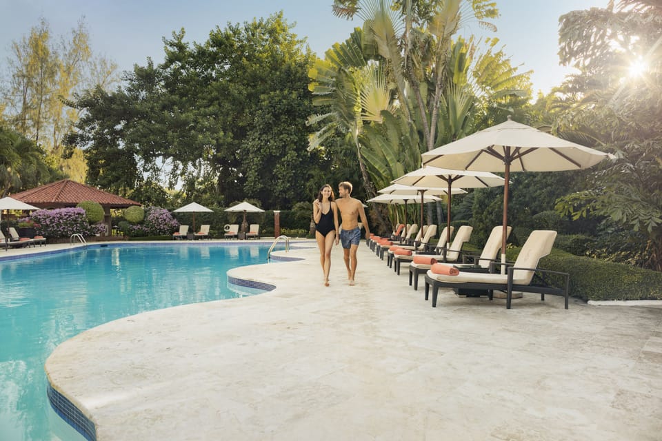 Outdoor pool, open 7:30 AM to 7:30 PM, pool umbrellas, sun loungers