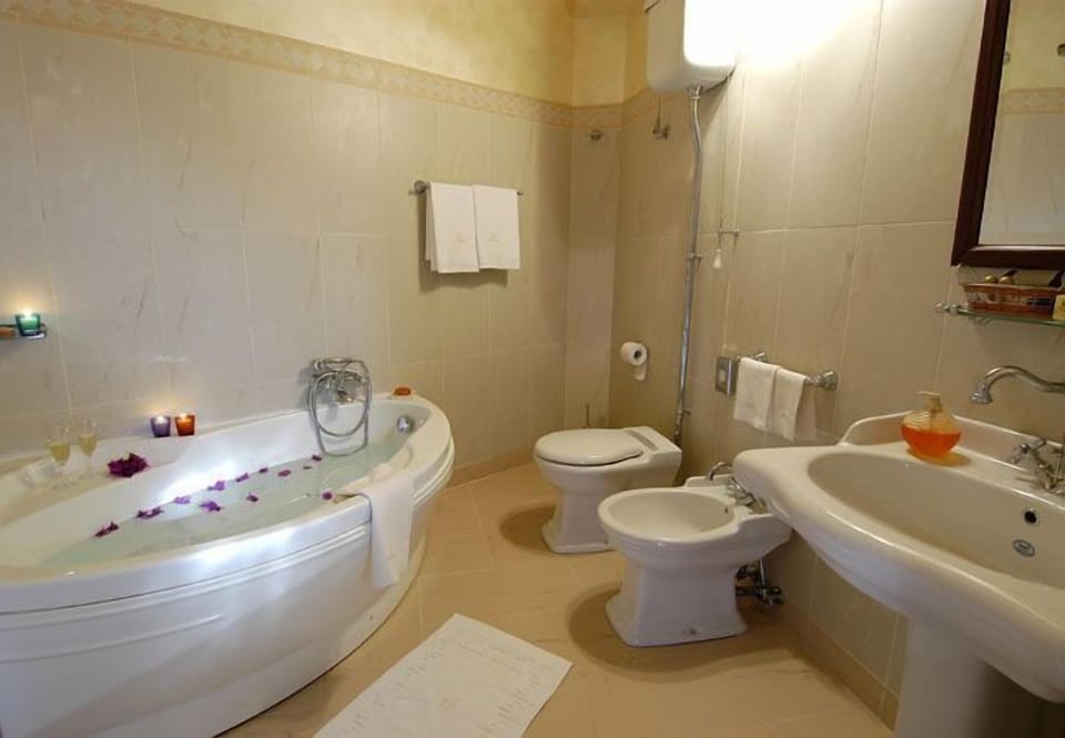 Shower, free toiletries, hair dryer, bidet