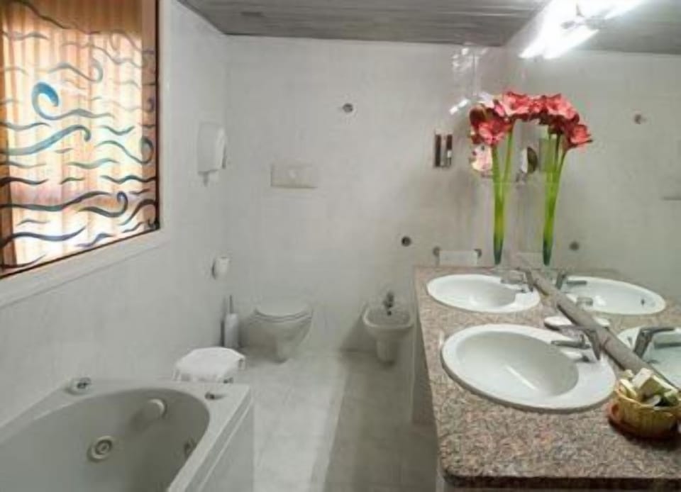 Free toiletries, hair dryer, bidet, towels