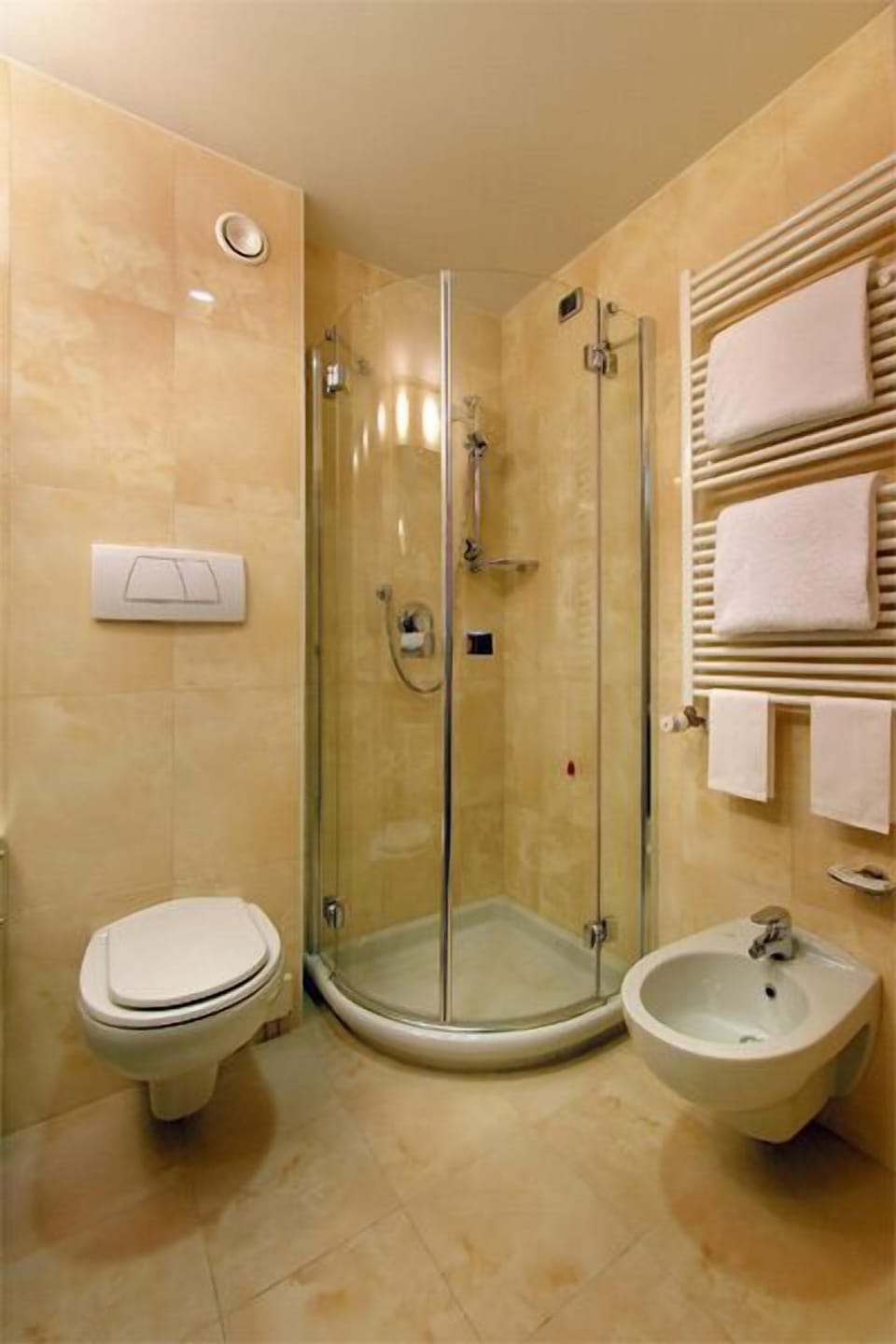 Free toiletries, hair dryer, bidet, towels