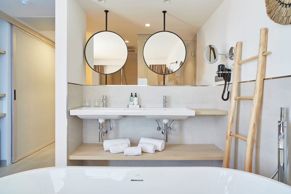 Inspire Adults, Sea View (2 Adults) | Bathroom | Hair dryer, towels