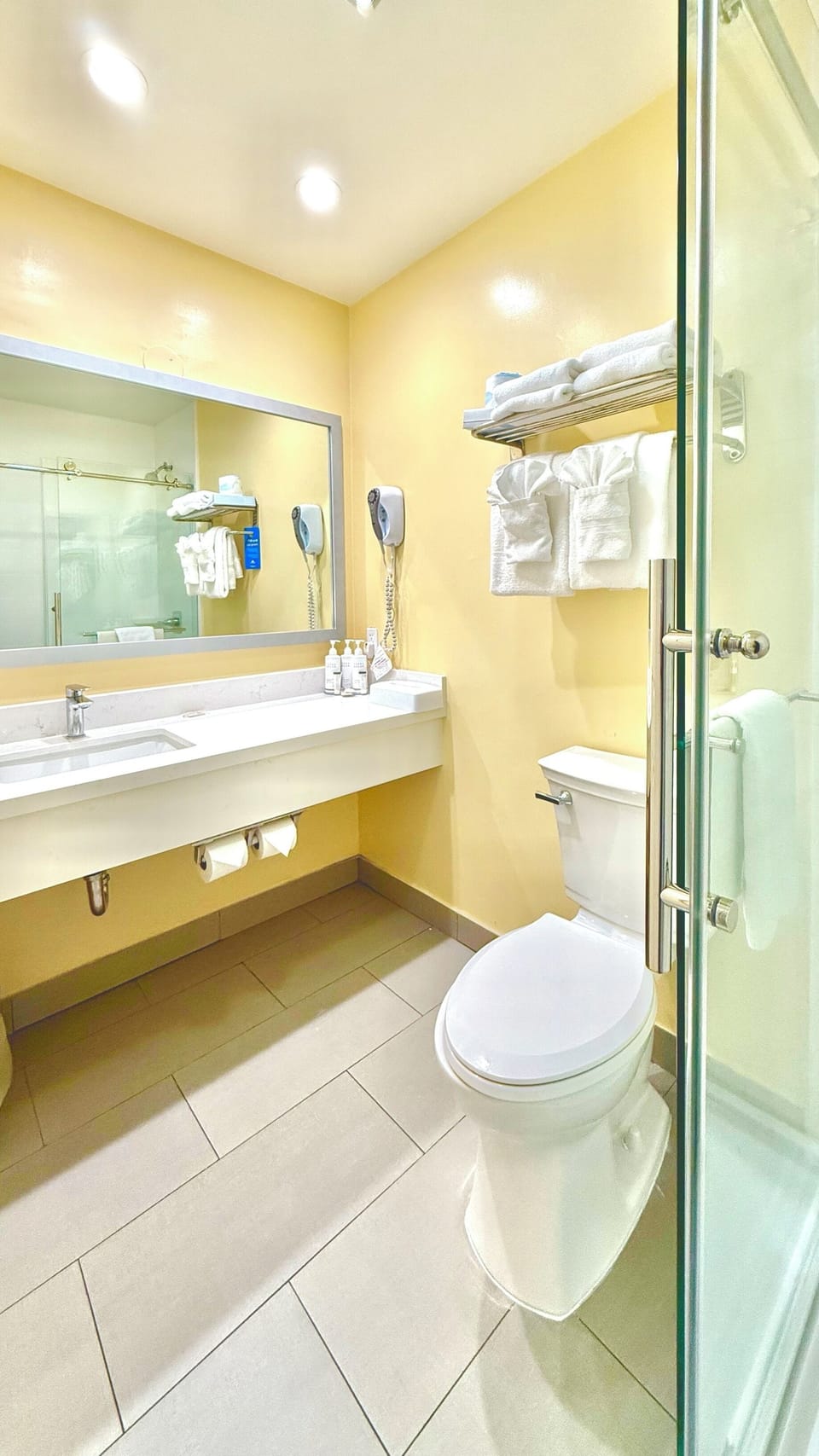 Free toiletries, hair dryer, towels