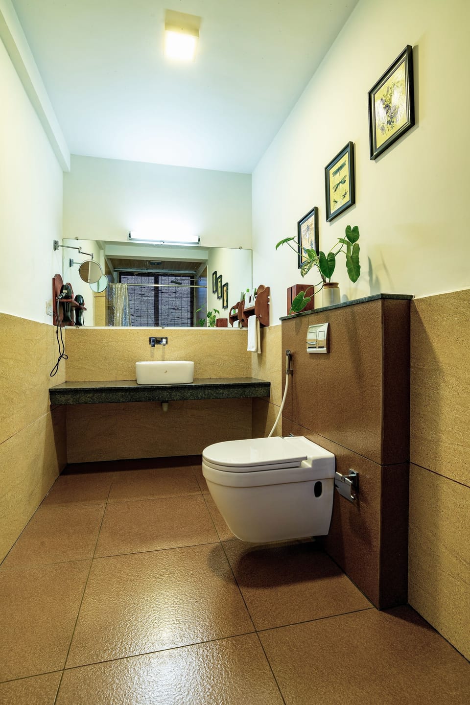 Shower, free toiletries, hair dryer, slippers