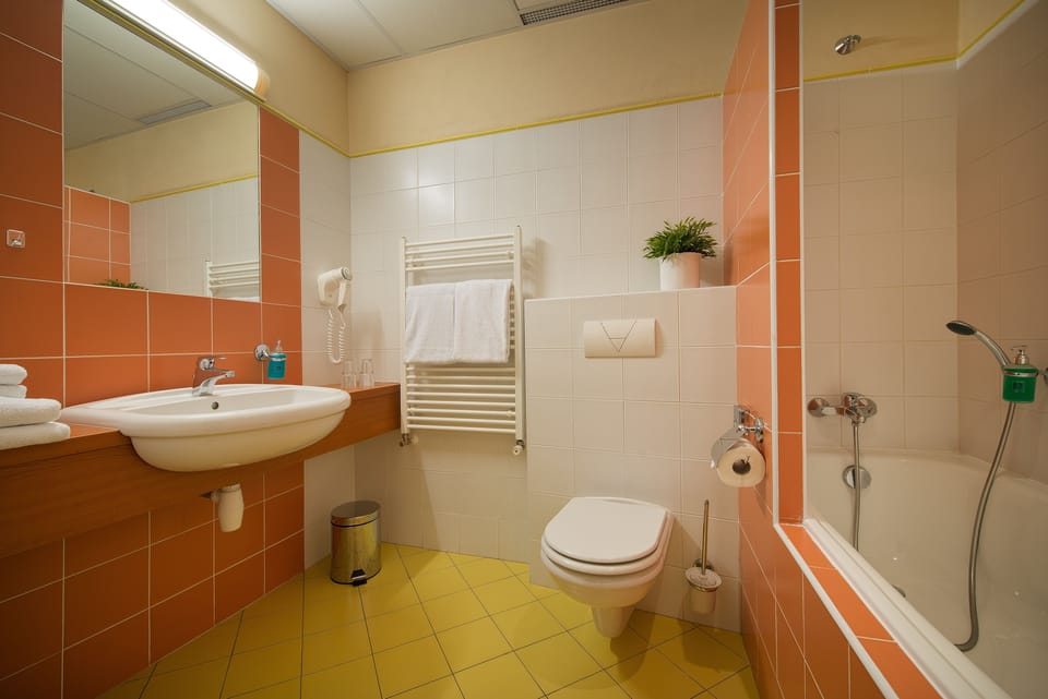 Shower, free toiletries, towels