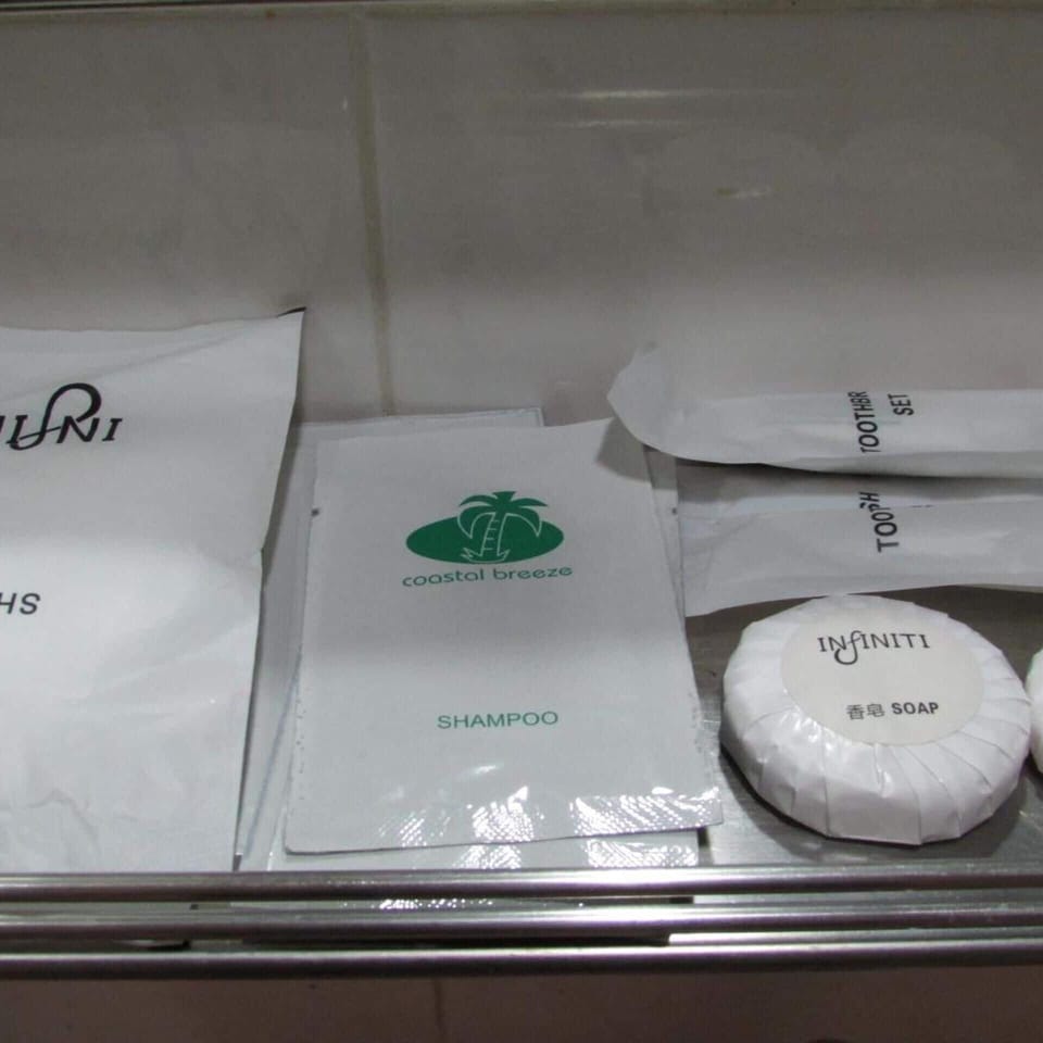 Free toiletries, hair dryer
