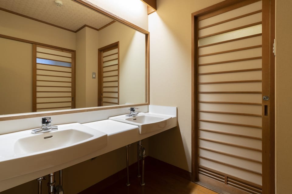 Combined shower/tub, free toiletries, hair dryer, slippers