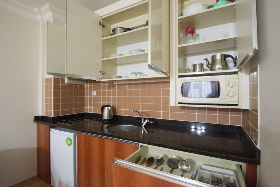 Apartment, 1 Bedroom | Private kitchenette | Fridge, stovetop, coffee/tea maker, electric kettle
