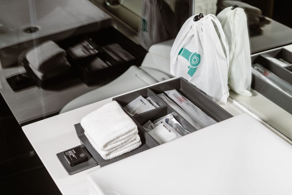 Free toiletries, hair dryer, bathrobes, slippers