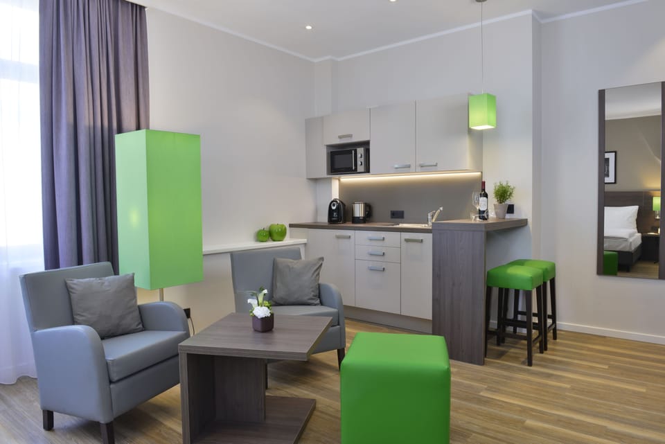 Premium Studio, 1 King Bed, Non Smoking | Private kitchen | Full-size fridge, microwave, coffee/tea maker, electric kettle