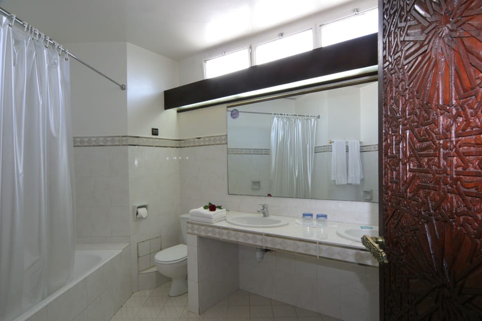Standard Double Room | Bathroom | Combined shower/tub, free toiletries, bidet, towels