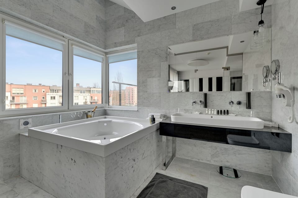 Apartment, 1 Bedroom, Terrace | Bathroom | Designer toiletries, hair dryer, bathrobes, slippers