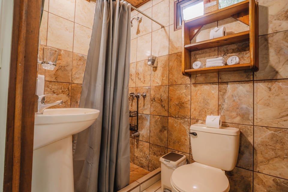 Shower, free toiletries, towels