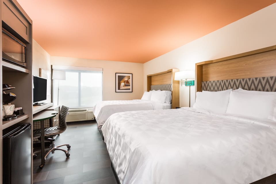Standard Room, 2 Queen Beds | In-room safe, desk, blackout drapes, iron/ironing board