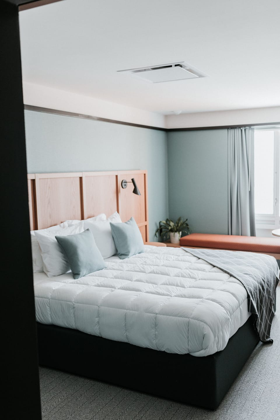 Premium bedding, down comforters, pillowtop beds, desk